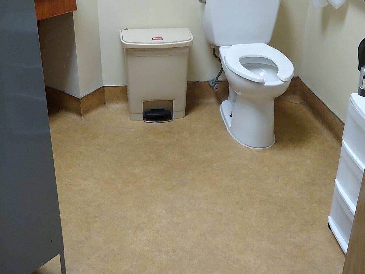 Sanitized commercial restroom